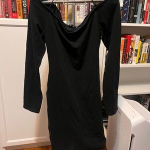 Express Black Long Sleeve Off Shoulder Dress